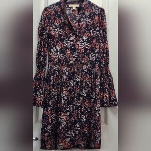 Women's Michael Kors Floral‎ Georgette Shirt Dress Long Sleeve Size XXS